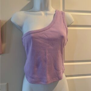 One-Shoulder Lavender Ribbed Top